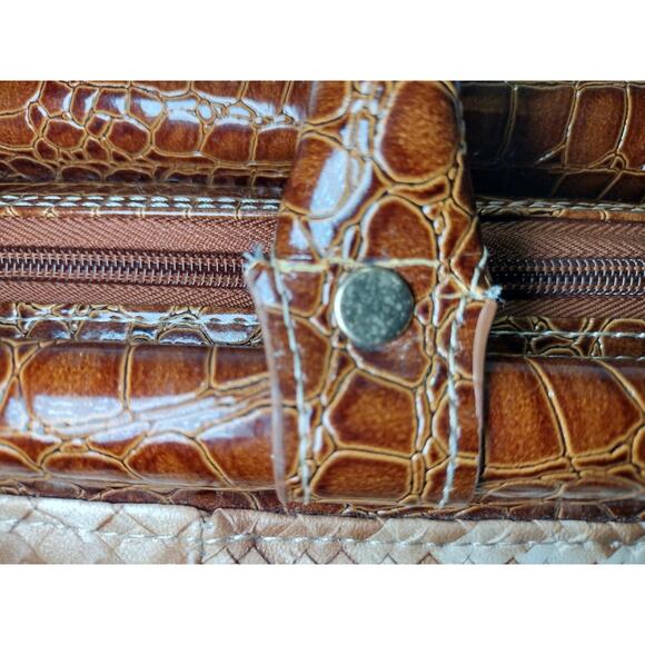 Samantha Brown Croco-Embossed Dowel Travel Bag Tote Work Weekender CARAMEL BEIGE - Picture 16 of 16